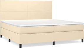 vidaXL Pat box spring cu saltea, crem, 200x200 cm, textil