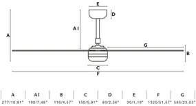 Ventilator de tavan FARO 33816WT PUNT M maro/alb d. 132 cm WT + telecomandă