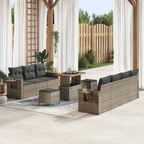 vidaXL Set de canapele pentru grădină 10 pcs Gri poliratan