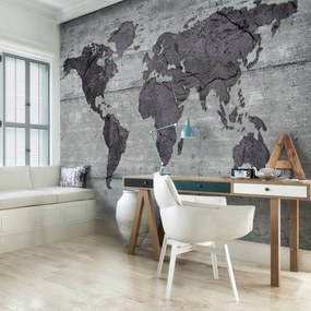 Fototapet - Harta lumii pe beton (254x184 cm), în 8 de alte dimensiuni noi