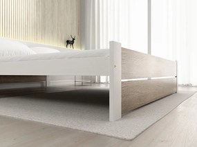 Pat de o persoana alb/stejar sonoma, IKAROS DOUBLE 120 x 200 cm Saltele: Cu saltele Coco Maxi 20 cm, Somiera pat: Fara somiera