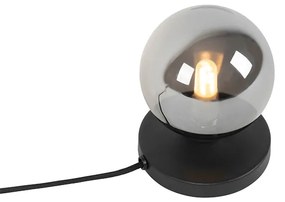 Lampa de masă modernă neagră cu sticlă fumurie - Atena
