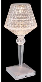 Lampa de masa cu baterii, plastic transparent cu efect de cristal Gixi alb
