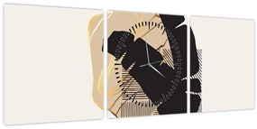 Tablou - Abstracție cu frunze tropicale N⁰4 (cu ceas) (90x30 cm)