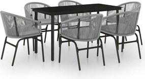 vidaXL Set mobilier de grădină, 7 piese, gri