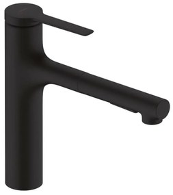 Baterie bucatarie cu dus extractibil negru mat Hansgrohe Zesis M33 160 sBox lite cu 2 jeturi