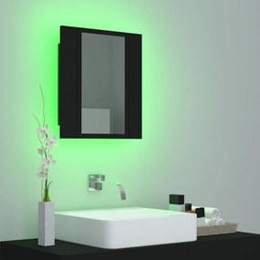 Dulap de baie cu oglinda  LED, negru, 40x12x45 cm Negru
