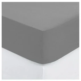 Cearsaf elastic Drap house, gri, bumbac, 160x200 cm