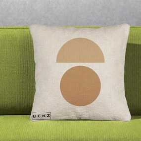 Perna Decorativa Geometric Minimalist Auriu, 40x40 cm, Bej Canapea, Husa Detasabila, Perna Inclusa, BEKZ®