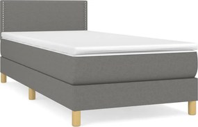 vidaXL Pat box spring cu saltea, gri închis, 90x190 cm, textil