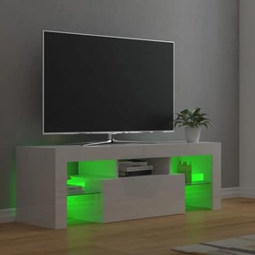 Comoda TV cu lumini LED, alb extralucios, 120x35x40 cm 1, Alb foarte lucios