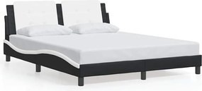 vidaXL Cadru de pat fără saltea, Zadar, negru/alb, 160x200 cm, piele ecologică