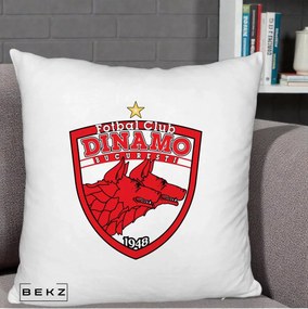 Perna Personalizata FC Dinamo Bucuresti 1948 Fotbal, 40x40 cm, Alb Pufos, Husa Detasabila, Perna Inclusa, BEKZ®