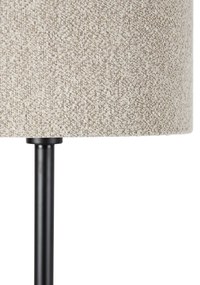 Lampa de podea neagra cu abajur boucle taupe 35 cm - Simplo