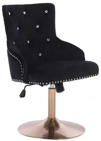 HR654CN Scaun Catifea Negru cu Bază Aurie