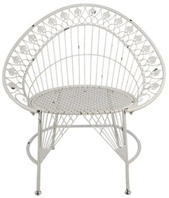 Scaun de exterior, alb, din metal, cu aspect vintage