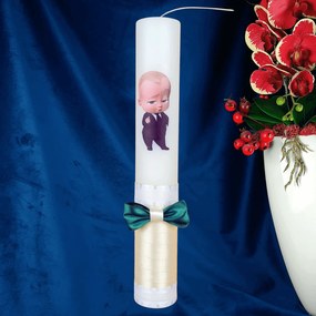 Lumanare botez decorata Bebe Boss 4,5 cm, 40 cm
