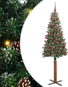 vidaXL Brad de Crăciun subțire Verde 180 cm PVC și lemn de PIN masiv