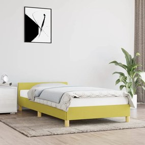 Cadru de pat cu tablie, verde, 90x200 cm, textil Verde, 90 x 200 cm