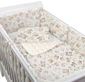 Set lenjerie matlasata 5 piese Kidizi Just Dreaming, include perna, plapumioara, cearceaf si 2 aparatori, culoare ecru