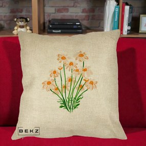 Perna Decorativa Margarete Camp, 40x40 cm, Crem, Husa Detasabila, Perna Inclusa, BEKZ®
