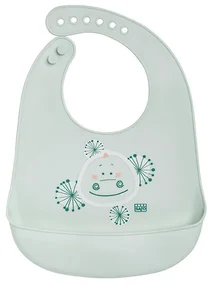 Baveta din silicon cu buzunar, ajustabila, Yum! Bib - Green crocodile
