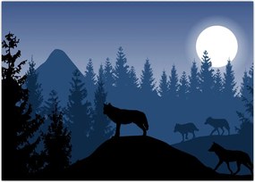 Tablou - Haita de lupi sub lună plină (70x50 cm)