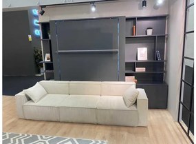 Set pat rabatabil dublu (150X200), 2 biblioteci, canapea 3 locuri - NOVA BOOKCASES &amp; FANCY 3 SEATS SOFA SET (Culoare: Alb, Optiune headboard: cu