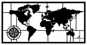 Accesoriu decorativ de perete metalic World Map 9-L