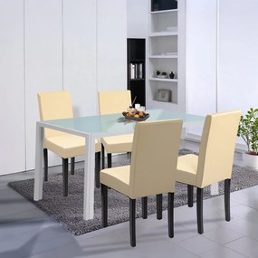 Set de masă Mira 4+1 alb-bej