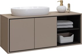 Dulap lemn masiv baie Irvella pentru chiuvetă, 120 × 51 × 48 cm - Crem