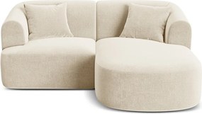 Colțar bej cu tapițerie din catifea (cu colț pe partea dreaptă/cu șezlong) Campi – Cosmopolitan Design