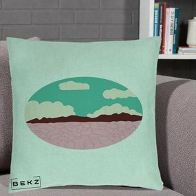 Perna Decorativa Peisaj Desert Oval Pastel, 40x40 cm, Verde Menta, Husa Detasabila, Perna Inclusa, BEKZ®
