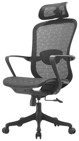 RESIGILAT- Scaun ergonomic Ella-H, mecanism inclinare/blocare, tetiera si suport lombar reglabile, Mesh, Negru