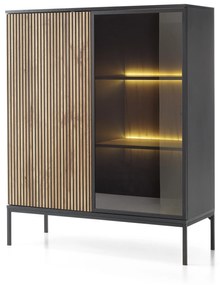 Vitrină Silvano WT104 (Negru + Stejar wotan) (cu iluminat LED). 1062588