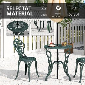 Outsunny Set Elegant de Grădină 2 Persoane, 2 Scaune si Masă Rotundă în Stil Neo-Retro, verde | Aosom Romania