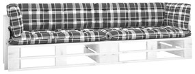Canapea din paleti 2 locuri, cu perne, alb, lemn de pin tratat model gri carouri, Canapea cu 2 locuri, Alb, 1