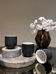 Pahar Black Beauty Novum (Negru Carbon Mat - Alb Mat interior) Gresie Ceramica Glazurata Manual