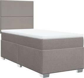 vidaXL Pat box spring cu saltea, gri taupe, 100x200 cm, textil
