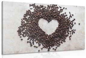 Tablou inimă din boabe de cafea
