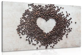 Tablou inimă din boabe de cafea