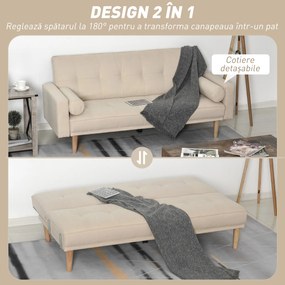 HOMCOM 2-in-1 canapea extensibila 3 locuri, 186 x 84 x 85cm | Aosom Romania
