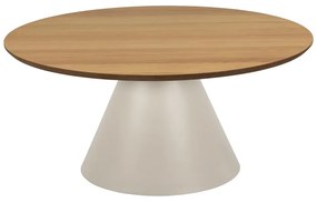 Măsuță de cafea crem/în culoare naturală rotundă cu blat cu aspect de lemn de stejar ø 85 cm Soli – Actona