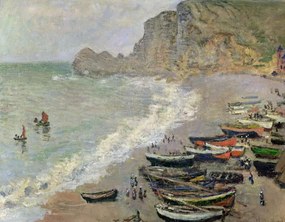 Reproducere Etretat, beach and the Porte d'Amont, 1883, Claude Monet