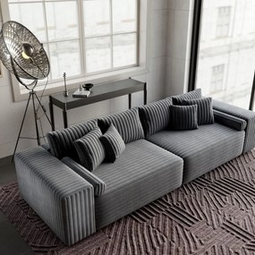 Canapea extensibilă dumonde cu ladă de depozitare si sezut confortabil din spuma high-density, Marbela Ambience Grey XXL 295x100 cm