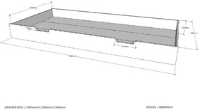 Set Pat Căsuță și Sertar pentru Pat pentru Copii, 2 Piese, 90x200 cm, Alb/Natural (Pin Masiv și MDF) – Babs – Vipack