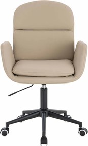 HR480K Scaun Crem Piele Ecologica Premium Soft cu Bază Neagră