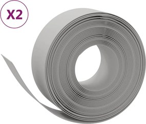 vidaXL Borduri de grădină, 2 buc, gri, 10 m 20 cm, polietilenă