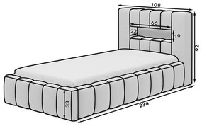 Pat gri tapițat cu spațiu de depozitare cu somieră 90x200 cm Lamica – ELTAP