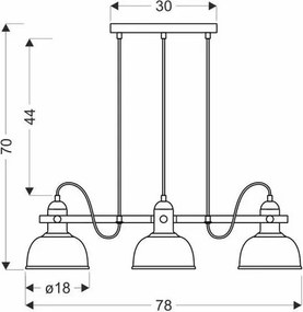 Lustră pe cablu RENO 3xE27/40W/230V neagră/maro